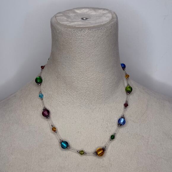 Colorful glass beaded necklace Y2K - Picture 1 of 1